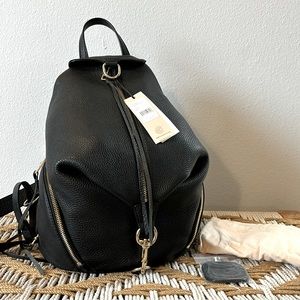 Rebecca Minkoff Medium Julian Backpack Pebbled Black Leather + Light Gold Hrdwre